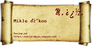 Mikle Ákos névjegykártya